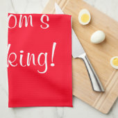 I Love Moms （名前）料理赤白 キッチンタオル (四つ折り)