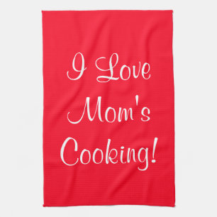I Love Moms （名前）料理赤白 キッチンタオル