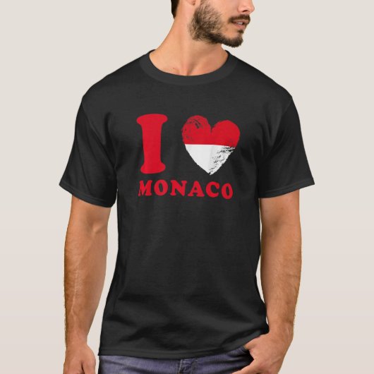 I Love Monaco Drapeau en forme de coeur Monaco 1 Tシャツ (正面)