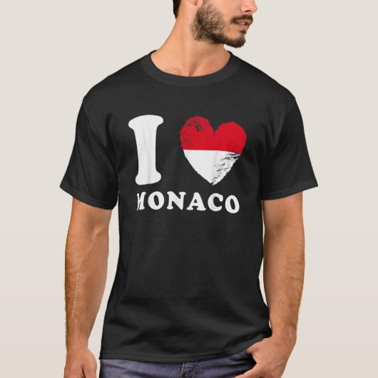 I Love Monaco  Drapeau en forme de cœur Monaco 1 Tシャツ (正面)