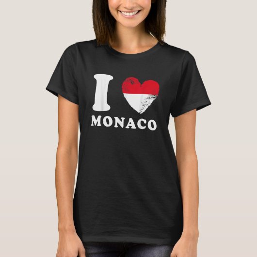 I Love Monaco Drapeau en forme de coeur Monaco 1 Tシャツ (正面)