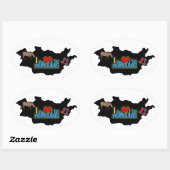 I Love Mongolia Mapモンゴル馬グタルブーツ 楕円形シール (シート)