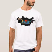 I Love Mongolia Mapモンゴル馬グタルブーツ Tシャツ (正面)