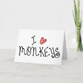 I Love Monkeys Cute Handwritten Typography カード