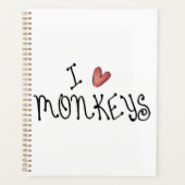 I Love Monkeys Cute Handwritten Typography プランナー手帳 (正面)