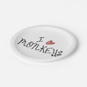 I Love Monkeys Cute Handwritten Typography ペーパープレート (アングル)