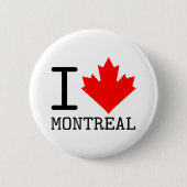 I Love Montreal, Quebecカナダメープルリーフ 缶バッジ (正面)