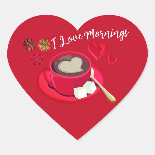 I Love Mornings Sticker ハートシール (正面)
