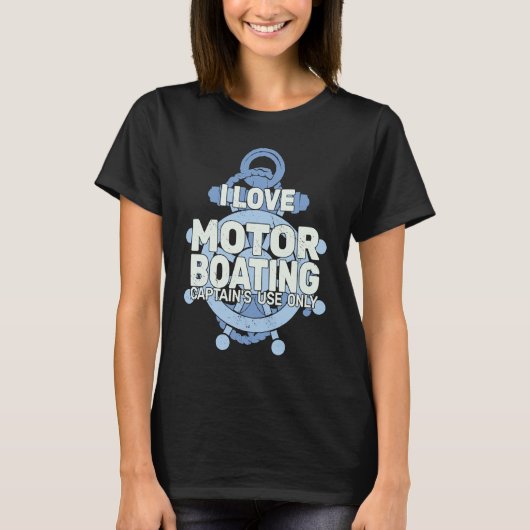 I love Motor Boating anchor steering wheel motor b Tシャツ (正面)