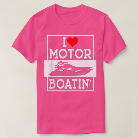 I Love Motorboatin'、おもしろい赤いハートモーターボートF Tシャツ (デザイン正面)