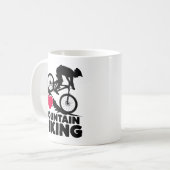 I Love Mountain Biking Silhouette Design コーヒーマグカップ (正面左)