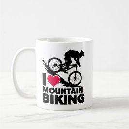 I Love Mountain Biking Silhouette Design コーヒーマグカップ