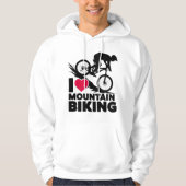 I Love Mountain Biking Silhouette Design パーカ (正面)