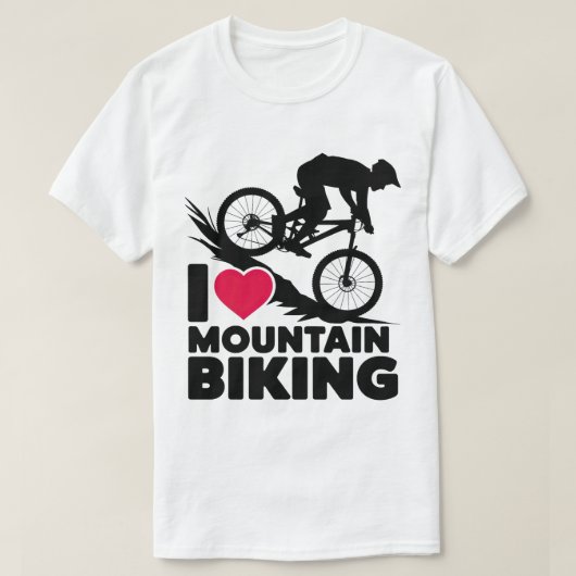I Love Mountain Biking Silhouette Design Tシャツ (デザイン正面)