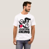 I Love Mountain Biking Silhouette Design Tシャツ (正面フル)