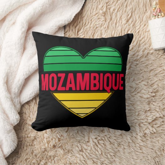 I Love Mozambique，モザンビークハート クッション (ブランケット)