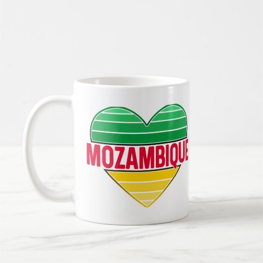 I Love Mozambique，モザンビークハート コーヒーマグカップ (左)