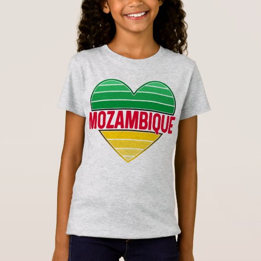 I Love Mozambique，モザンビークハート Tシャツ (正面)