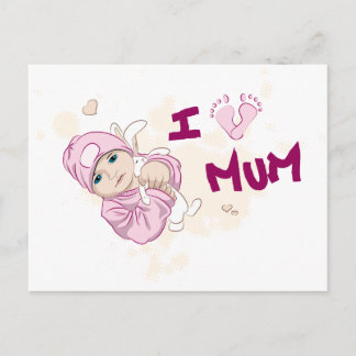 I Love Mum – 女の子 ポストカード