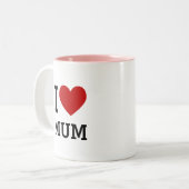 I Love Mum Mug Heart Graphic Mother Gift ツートーンマグカップ (正面左)