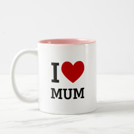 I Love Mum Mug Heart Graphic Mother Gift ツートーンマグカップ