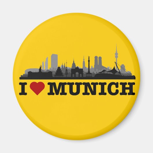 I love München Stadt Skyline - Kühlschrankmagnet マグネット (正面)