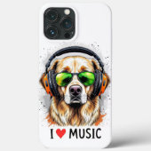 I Love Music Golden RetrieveriPhone / iPadケース Case-Mate iPhoneケース (裏面)