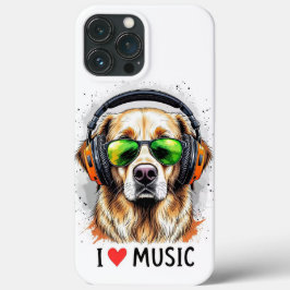 I Love Music Golden RetrieveriPhone / iPadケース iPhone 13 Pro Maxケース