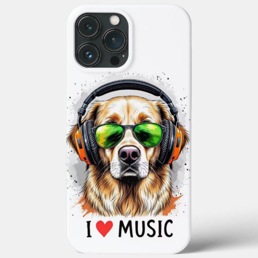 I Love Music Golden RetrieveriPhone / iPadケース Case-Mate iPhoneケース (裏面)