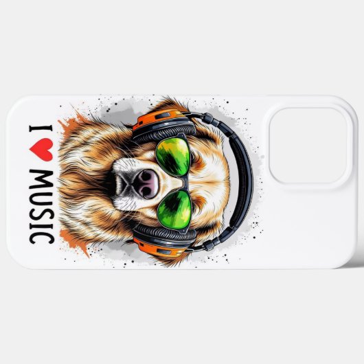 I Love Music Golden RetrieveriPhone / iPadケース Case-Mate iPhoneケース (裏面 (横))