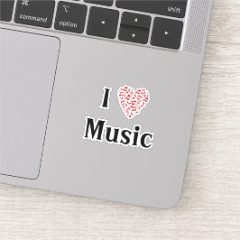 I Love Music Music Notes Vinylの赤いハート シール