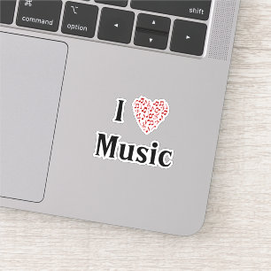 I Love Music Music Notes Vinylの赤いハート シール