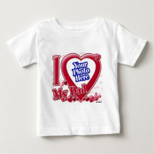I Love Myパパ赤いハート – 写真 ベビーTシャツ