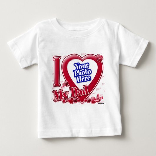 I Love Myパパ赤いハート – 写真 ベビーTシャツ (正面)