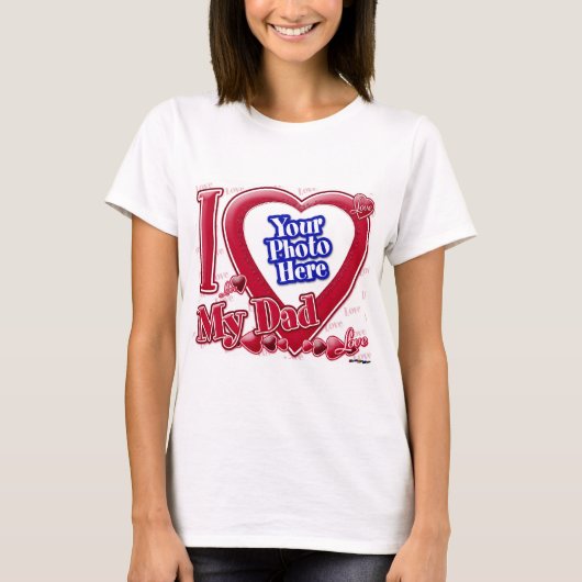 I Love Myパパ赤いハート – 写真 Tシャツ (正面)