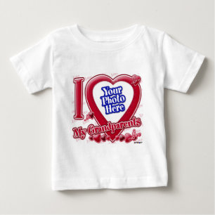 I Love My祖父母赤いハート – 写真 ベビーTシャツ