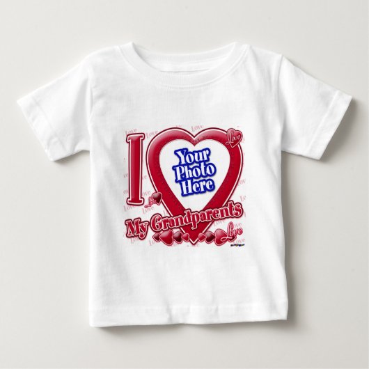 I Love My祖父母赤いハート – 写真 ベビーTシャツ (正面)