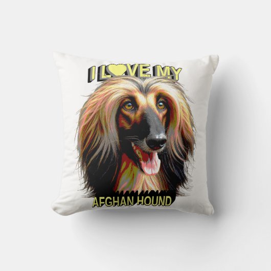 I Love My Afghan Hound – Elegant Dog Lover Design クッション (正面)