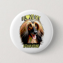 I Love My Afghan Hound – Elegant Dog Lover Design 缶バッジ