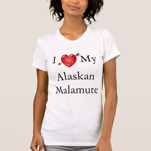 I Love My Alaskan Malamute 2 Tシャツ (正面)