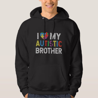 I Love My Autistic Brother Autism Awareness Heart パーカ