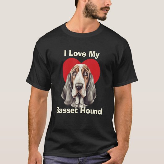 I Love My Basset Hound Puppy Dog Tシャツ (正面)