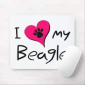 I Love My Beagle Cute Paw Print on ハート マウスパッド (マウス)