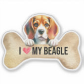 I love My Beagle Dog Bone シール (正面)