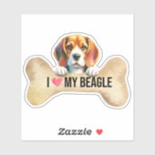 I love My Beagle Dog Bone シール (シート)
