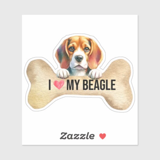 I love My Beagle Dog Bone シール (シート)