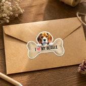 I love My Beagle Dog Bone シール