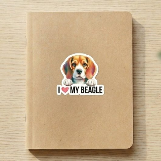 I love My Beagle Dog Bone シール