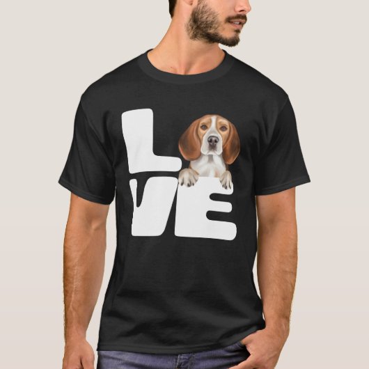 I Love My Beagle Dog Tシャツ (正面)