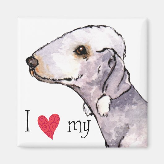I Love my Bedlington Terrier マグネット (正面)